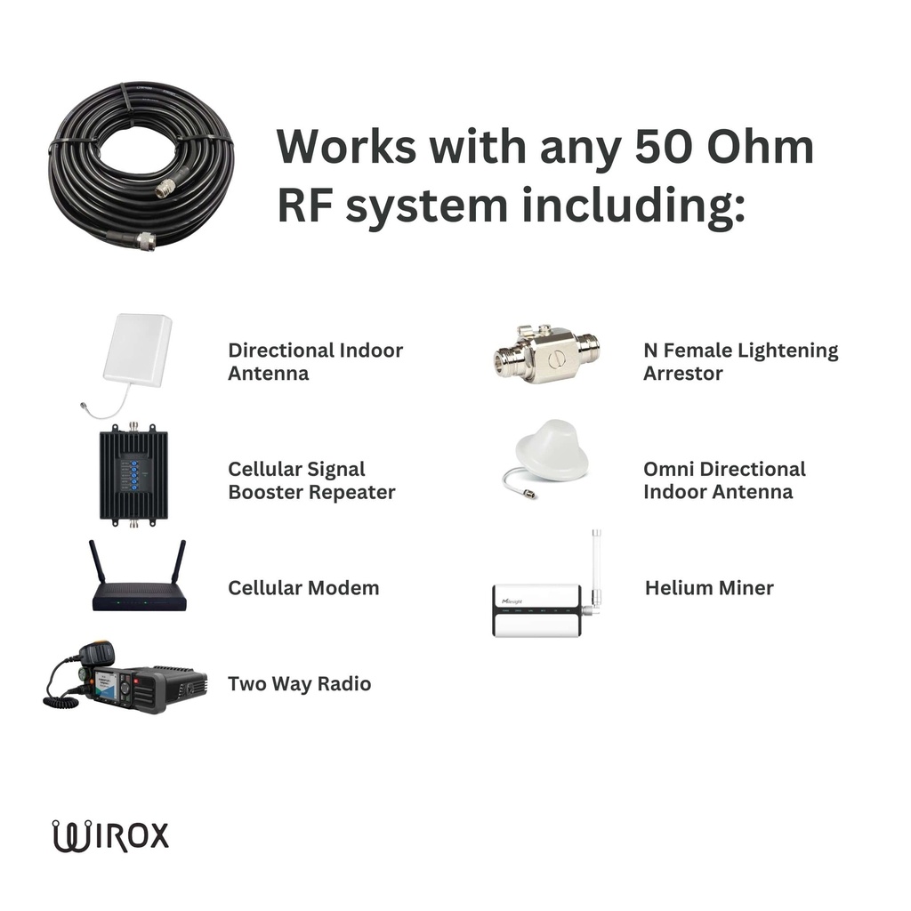 Wirox 30m/100ft (N Male/N Female) LMR400 Equivalent Coax Cable