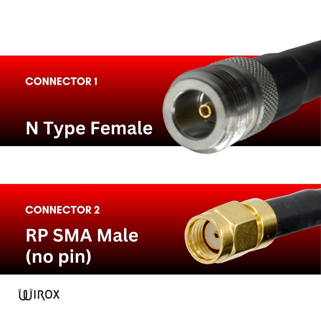 Wirox 2m/6.5ft (N Female/RP SMA Male) LMR240 Equivalent Low Loss Coaxial Cable