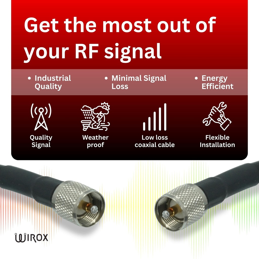 Wirox 9m/30ft (UHF Male/UHF Male) LMR400 Equivalent Coax Cable