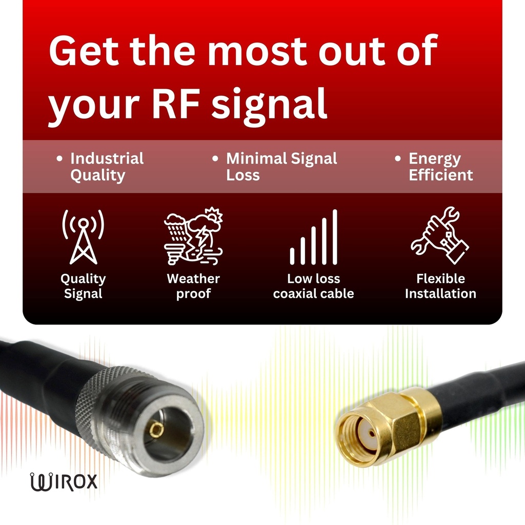 3.8m/12ft LMR240 Equivalent Low Loss Coaxial Cable (N Female/RP SMA Male)