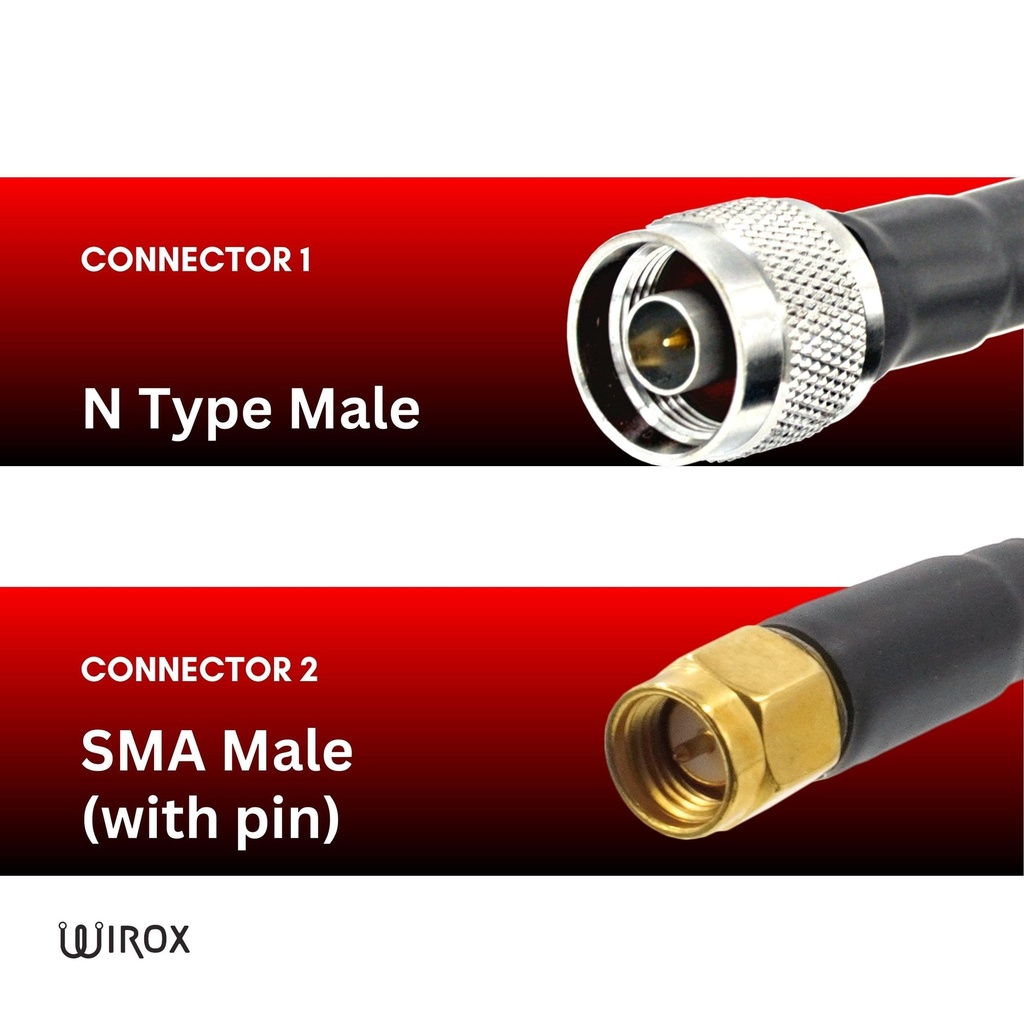 Wirox 3.8m/12ft (N Male/SMA Male) LMR240 Equivalent Low Loss Coaxial Cable