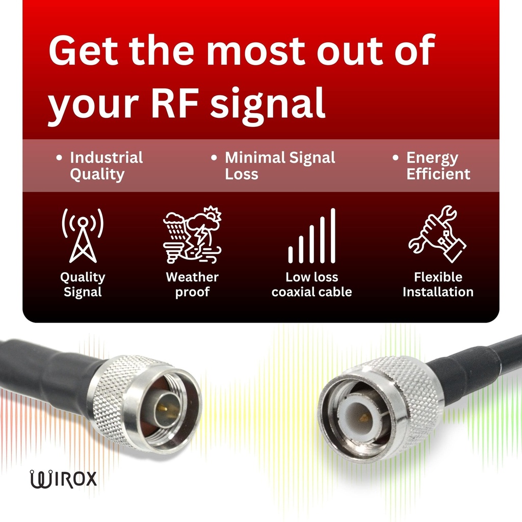 Wirox 1.2m/4ft (N Male/TNC Male) LMR240 Equivalent Low Loss Coaxial Cable