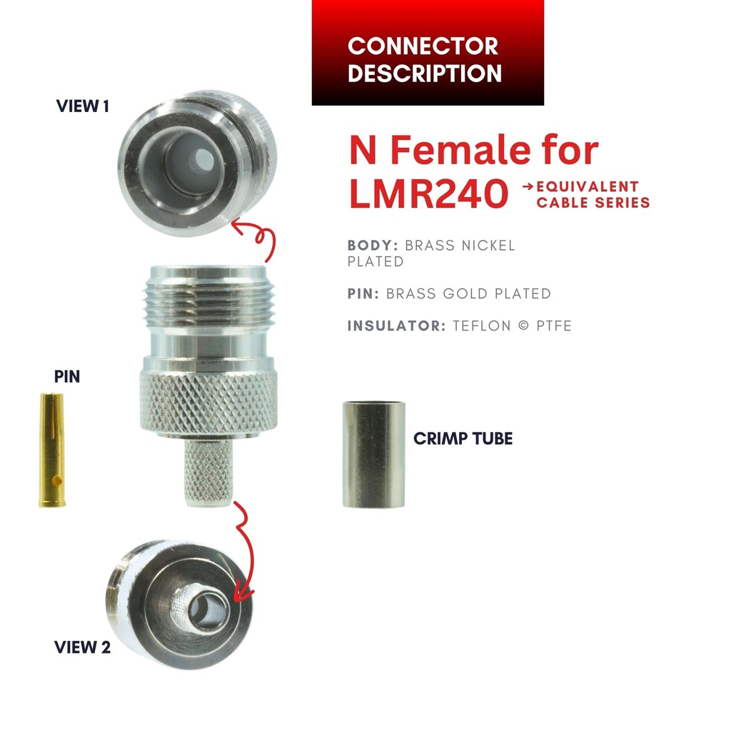N Female Connector - LMR 240
