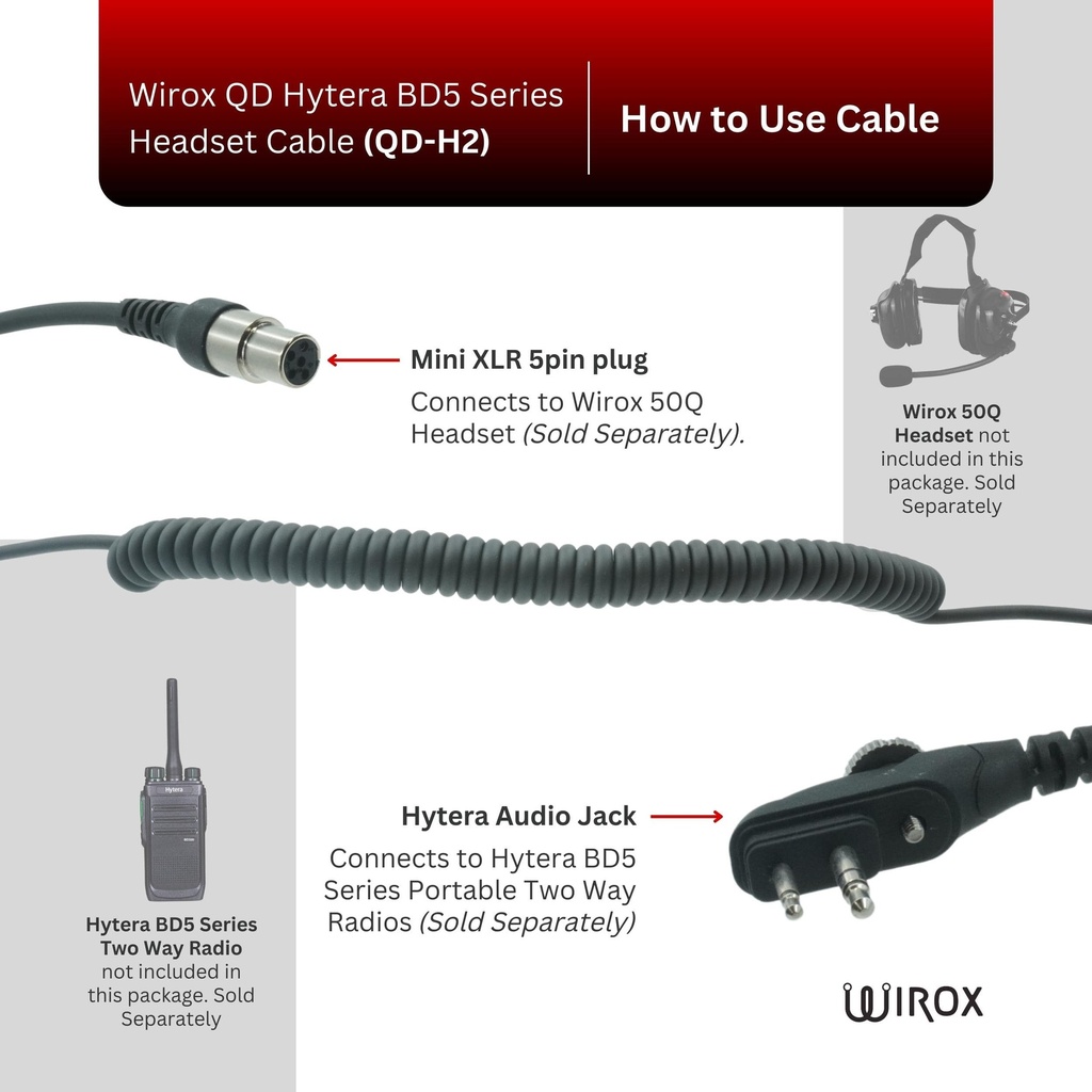 Wirox QD Hytera BD5 Series Headset Cable