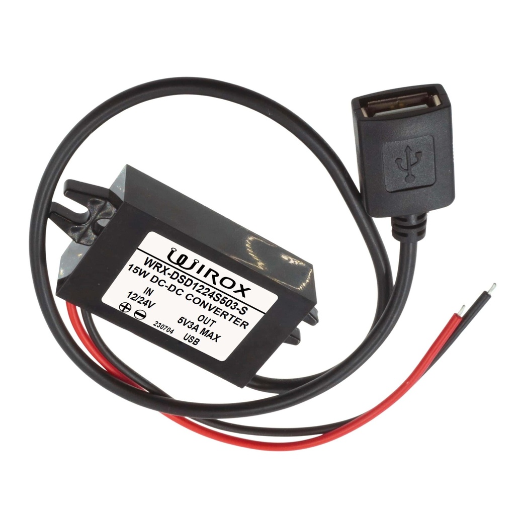 Wirox 12V Bare Leads to Single USB A Female