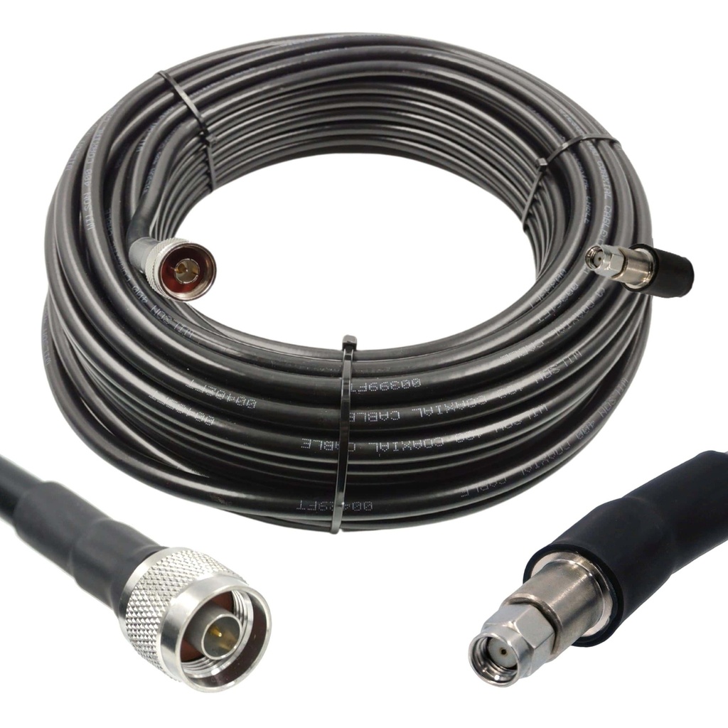 Wirox 23m/75ft (N Male/RP SMA Male) LMR400 Equivalent Low Loss Coaxial Cable