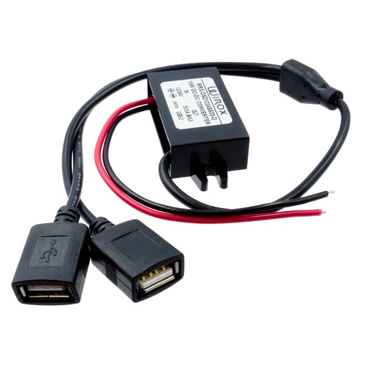 [WRX-12V-D-USB] Wirox 12V Bare Leads to Dual USB A Female